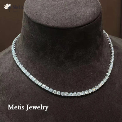 2mm Full D Color Moissanite Tennis Neck Chain Necklace for Woman Man 925 Silver with Certified Party Bridal Necklaces