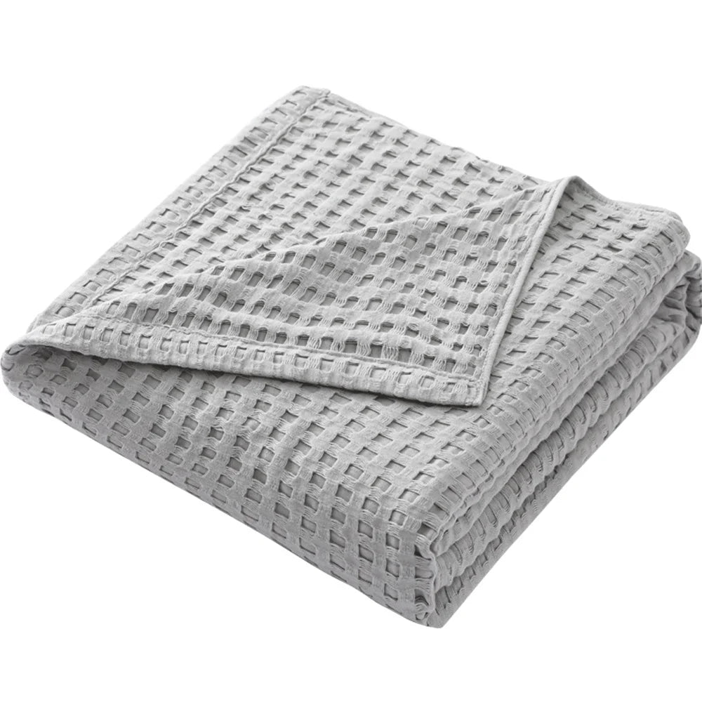 Premium Pure Cotton Waffle Weave Thermal Blanket Soft Comfortable Throw Blankets Lightweight Bed Cover Bedspreads All Season
