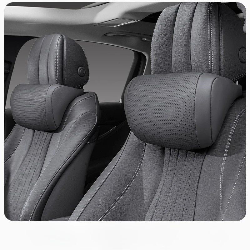 sk2026 New Luxury Nappa Car Headrest Ultra Soft Ergo-Designed Neck Support Hole-Punching Breathable All-Season Zero Pressure Fluffy Neck Support Easy Install Most Vehiclesa