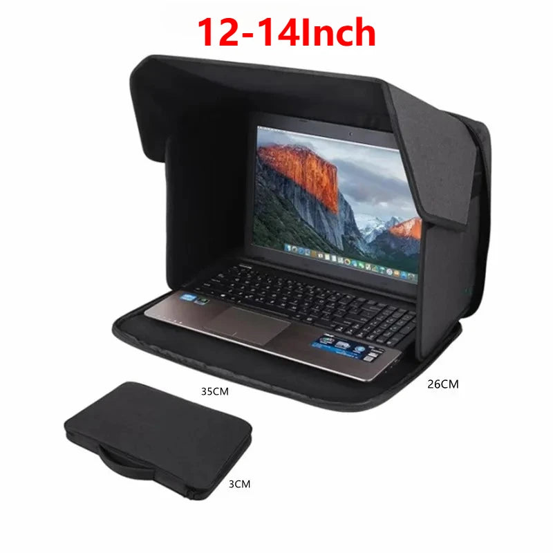 Foldable Laptop Sun Shade for 12-16 Inch, Outdoor Anti-glare Monitor Visor, Ultra-light Portable Sun Hood for Work Travel