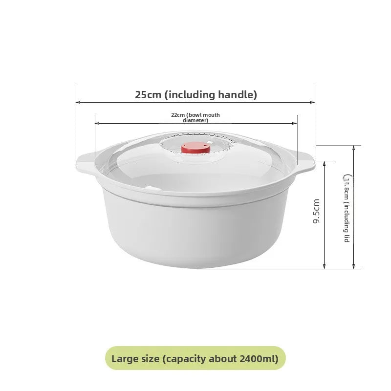 Microwavable Heating Bowl Plastic Food Grade BPA Free Cookware Kitchen Supplies Suitable for Boys and Girls Dishwasher Safe
