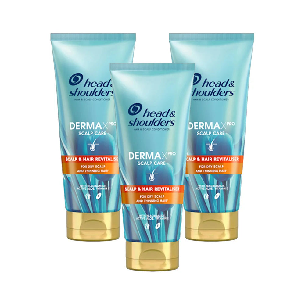 Head & Shoulders Derma X Pro Scalp & Hair Revitaliser Conditioner 200ml for Dry Scalp Thinning Hair with Niacinamide & Aloe