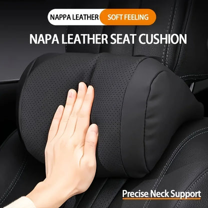sk2026 New Luxury Nappa Car Headrest Ultra Soft Ergo-Designed Neck Support Hole-Punching Breathable All-Season Zero Pressure Fluffy Neck Support Easy Install Most Vehiclesa