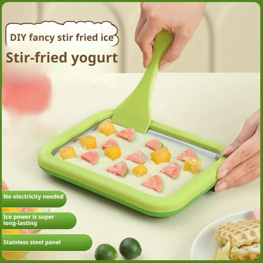 Multifunctional Rolled Ice Cream Maker Stainless Steel Stir Fried Ice Tray DIY Household Frozen Yogurt Maker Child's Homemade