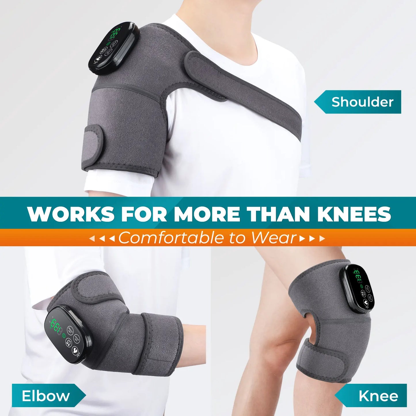 660 and 850nm Near Infrared Light Devices Knee Pad Brace 3 In 1 Heating Shoulder Elbow Joint Massager Thermal Massage Belts Pads