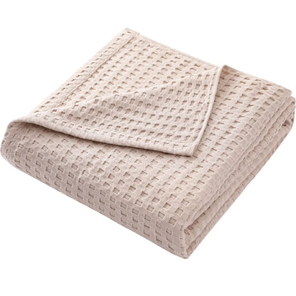 Premium Pure Cotton Waffle Weave Thermal Blanket Soft Comfortable Throw Blankets Lightweight Bed Cover Bedspreads All Season