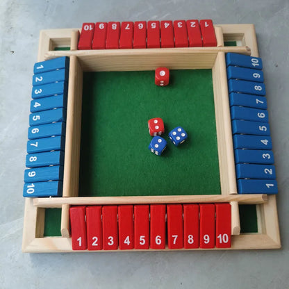 Four-Sided Flip Card Games Intellectual Educational Game Box Dice Toys Parent-Child Games Shut Wooden Number Game Board Games