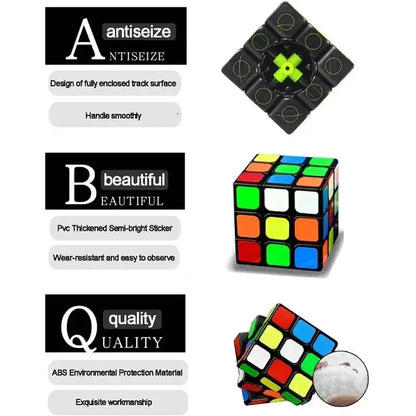 Speed Cube 3x3x3 Smooth Puzzle Toys Professional 3D Brain Teaser Cube Educational Brain Teaser Game Magic Cube for Kids Adults