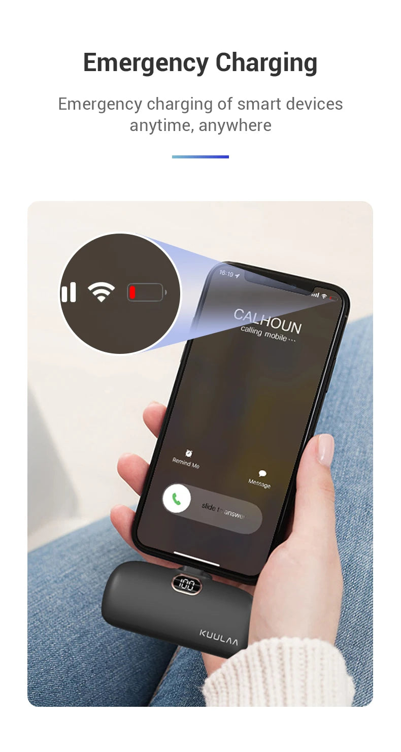 KUULAA Mini Power Bank 5000mAh Portable Charger PowerBank QC PD Fast Charging External Battery For iPhone 16 15 14 13 Xiaomi