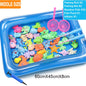 Kids Fishing Toy Set Play Water Toys for Baby Magnetic Rod and Fish with Inflatable Pool Outdoor Sport Puzzle Toys for Children