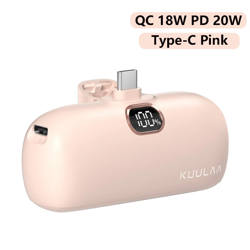 KUULAA Mini Power Bank 5000mAh Portable Charger PowerBank QC PD Fast Charging External Battery For iPhone 16 15 14 13 Xiaomi