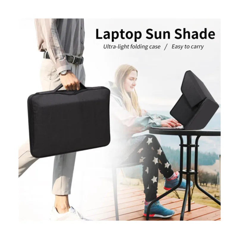 Foldable Laptop Sun Shade for 12-16 Inch, Outdoor Anti-glare Monitor Visor, Ultra-light Portable Sun Hood for Work Travel