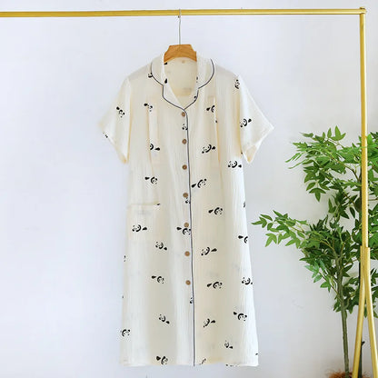 Pure Cotton Maternity Nightdress Breastfeeding Clothes Summer Short Sleeve Floral Thin Nursing Dress For Pregnant Women