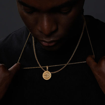 Vnox Compass Necklaces for Men, Layering Stacked Cuban Figaro Chain Necklaces, Casual Sailing Holiday Stainless Steel Boy Collar