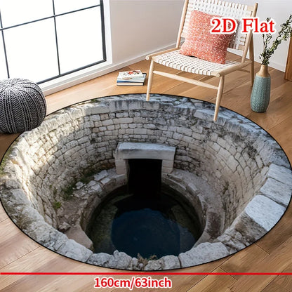 Soft Fluffy Round Area Rug Non Slip Machine Washable Entryway Living Room Bedroom Patio Garden Decor Indoor Outdoor Carpet