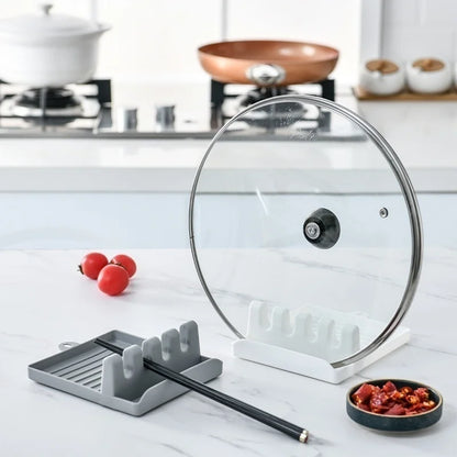 Kitchen Spoon Holder Spatula Rack Organizer Pot Lid Stand Kitchen Accessories Gadgets Tools Home Camping Picnic Non-slip Pad