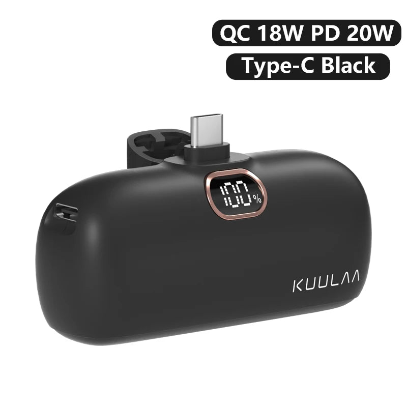KUULAA Mini Power Bank 5000mAh Portable Charger PowerBank QC PD Fast Charging External Battery For iPhone 16 15 14 13 Xiaomi