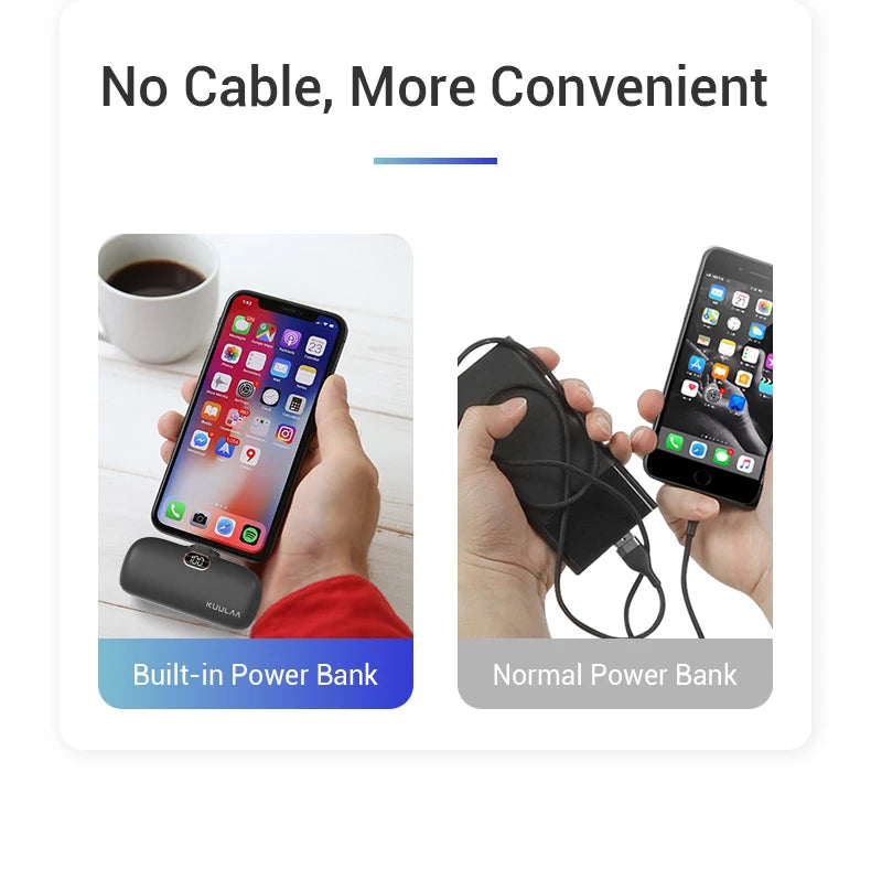 KUULAA Mini Power Bank 5000mAh Portable Charger PowerBank QC PD Fast Charging External Battery For iPhone 16 15 14 13 Xiaomi