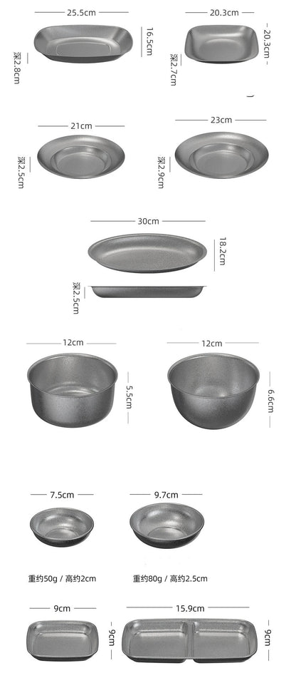 Retro Cutlery Set Plates Dinnerware Bowls Dining Plates Sauce Dish Fruit Bowl Double Wall Cup 304 Stainless Steel Cutlery