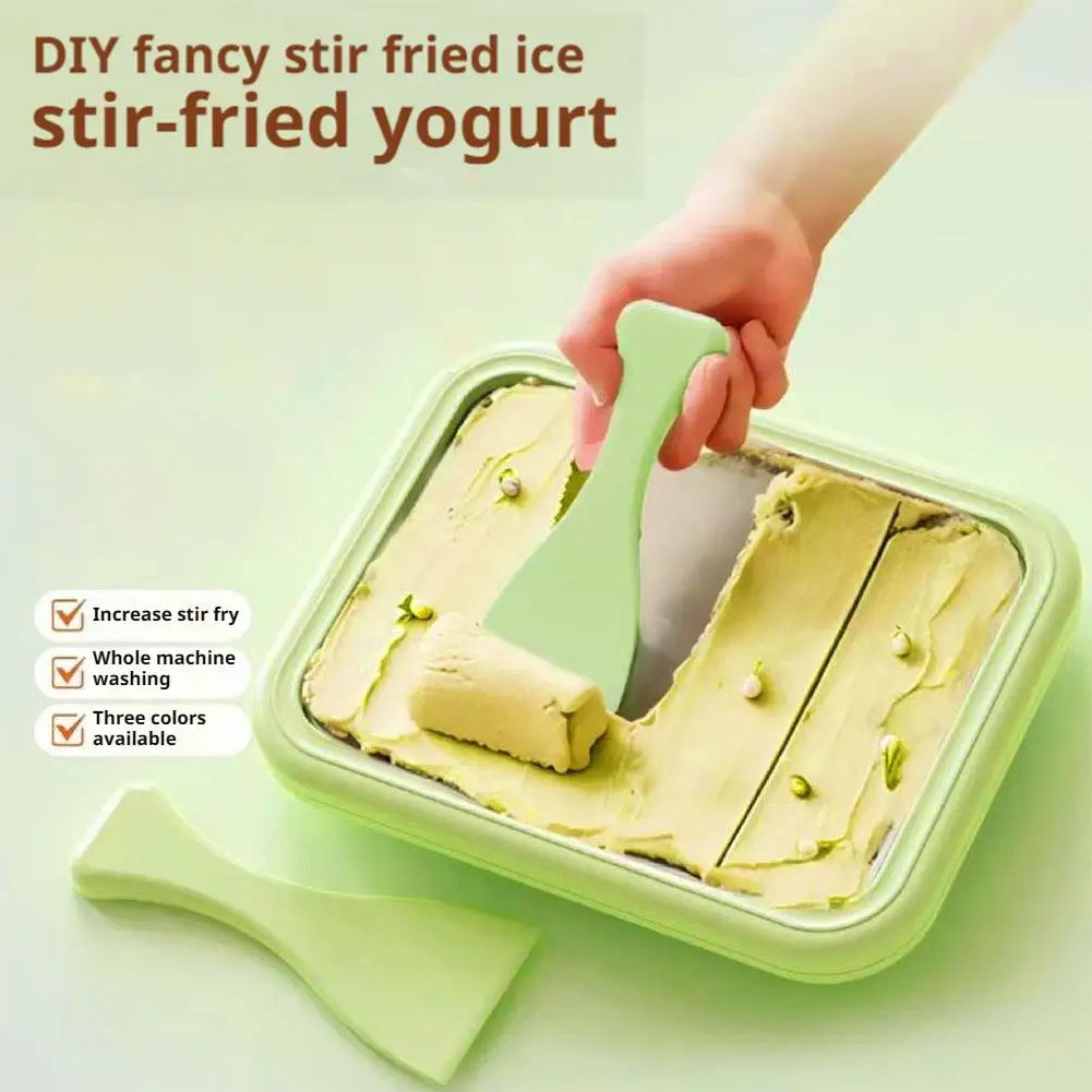 Multifunctional Rolled Ice Cream Maker Stainless Steel Stir Fried Ice Tray DIY Household Frozen Yogurt Maker Child's Homemade