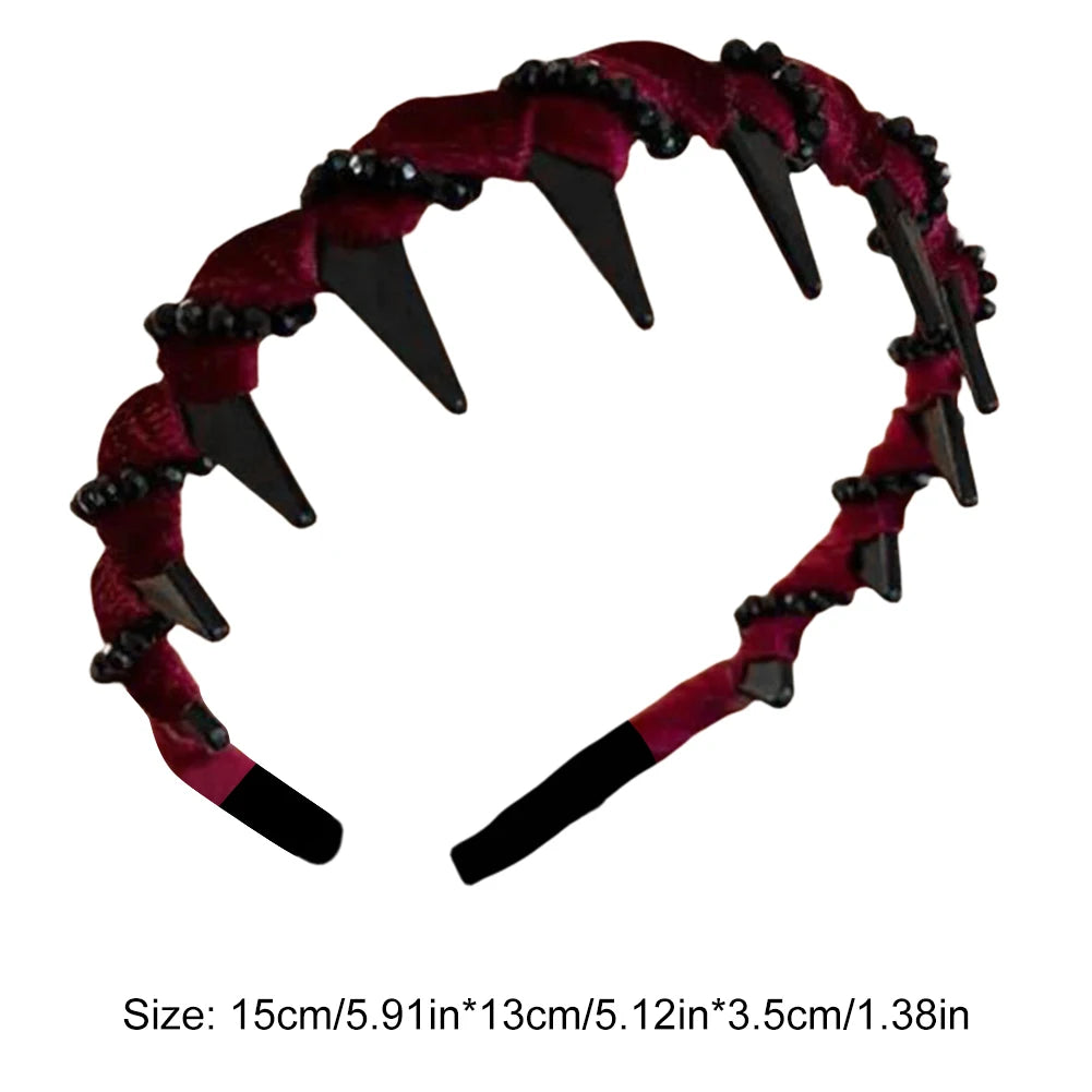 Vintage Velvet Pearl Wave Top Hairband Anti-Slip Toothed Hairband For Women Girls Fashion Sweet Hair Accessories Scrunchies Hoop