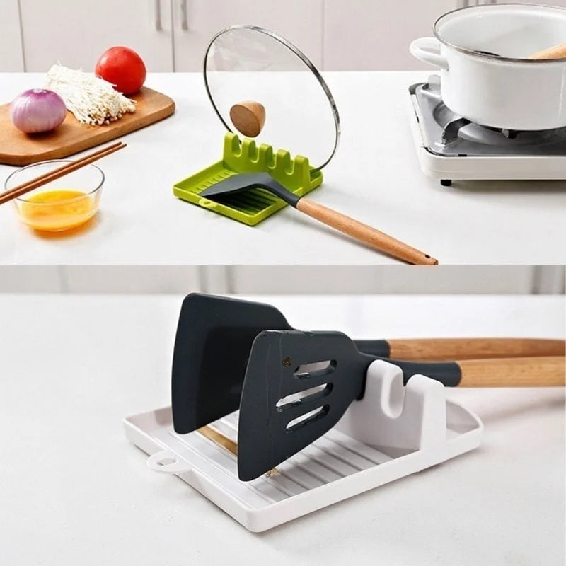 Kitchen Spoon Holder Spatula Rack Organizer Pot Lid Stand Kitchen Accessories Gadgets Tools Home Camping Picnic Non-slip Pad