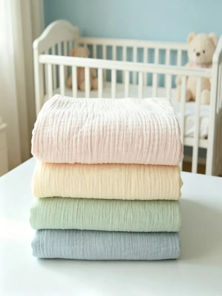 Pure Color Printed Cotton Crepe Fabric 100% Cotton Material For Patchwork DIY Sewing Sleepwear Bedding Home Textile For Baby