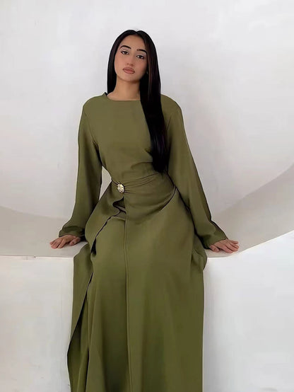 Eid Women Dress Muslim Solid Modest Abaya Dubai Vestidos Largos Long Dresses Kaftan Arab Robe Party Caftan Jalabiya Ramadan 2025