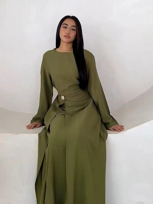 Eid Women Dress Muslim Solid Modest Abaya Dubai Vestidos Largos Long Dresses Kaftan Arab Robe Party Caftan Jalabiya Ramadan 2025