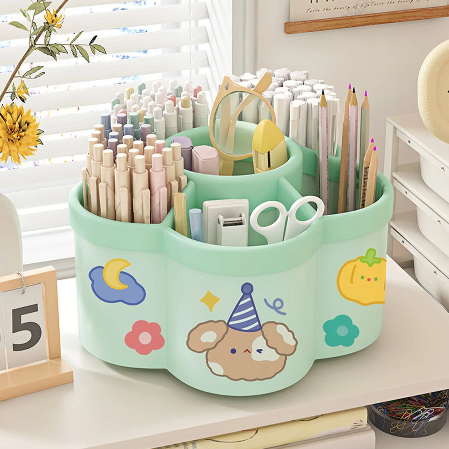 Multifunctional Rotating Pen Holder Desk Organizer Large Capacity Plastic Creative Storage Container Office Student Stationery