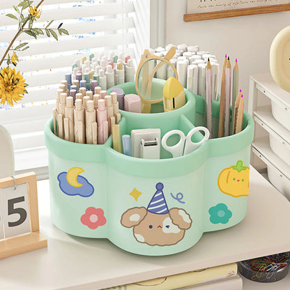 Multifunctional Rotating Pen Holder Desk Organizer Large Capacity Plastic Creative Storage Container Office Student Stationery