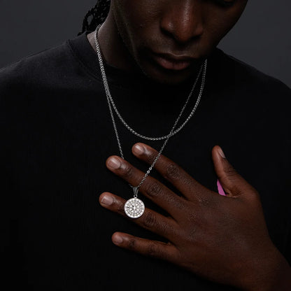 Vnox Compass Necklaces for Men, Layering Stacked Cuban Figaro Chain Necklaces, Casual Sailing Holiday Stainless Steel Boy Collar