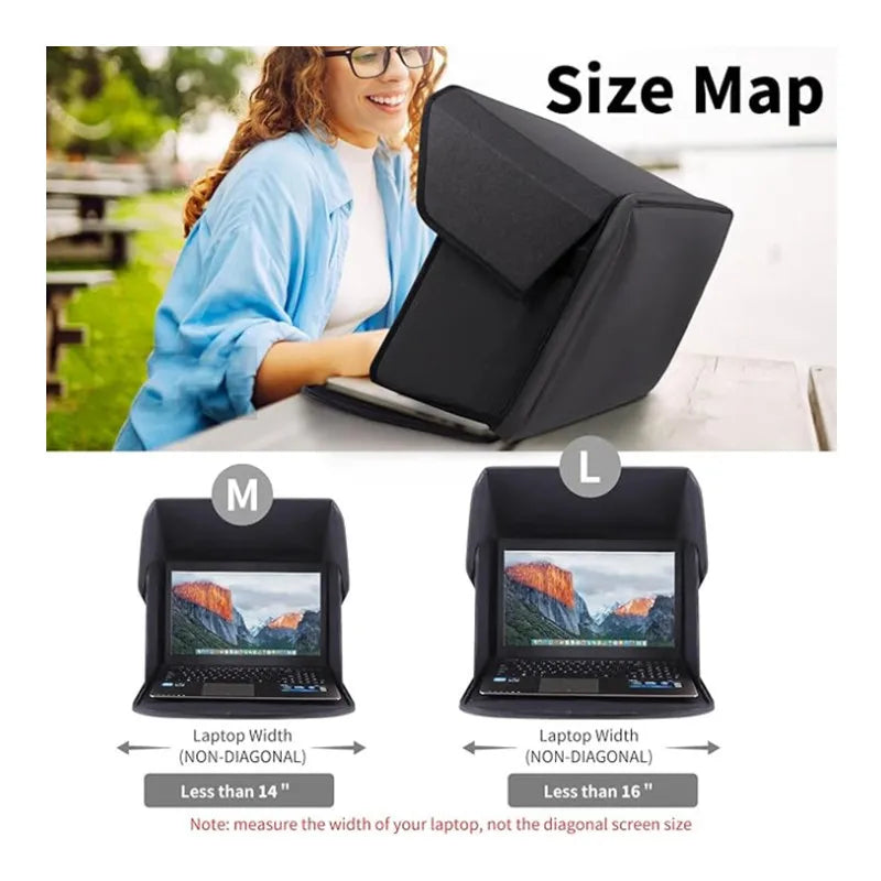 Foldable Laptop Sun Shade for 12-16 Inch, Outdoor Anti-glare Monitor Visor, Ultra-light Portable Sun Hood for Work Travel