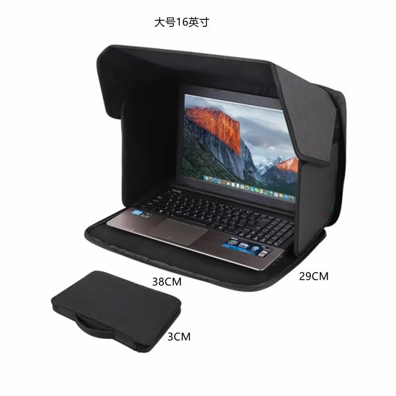 Foldable Laptop Sun Shade for 12-16 Inch, Outdoor Anti-glare Monitor Visor, Ultra-light Portable Sun Hood for Work Travel