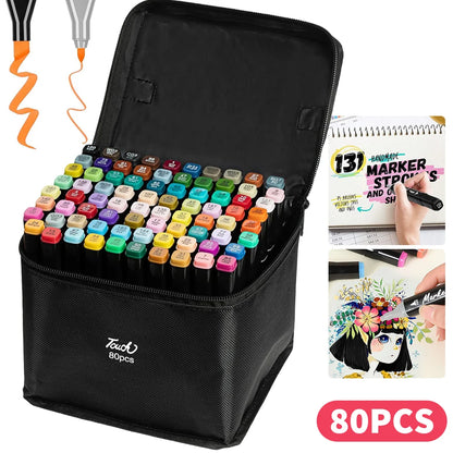 80/120/168 Colours Dual-Tip Alcohol Markers Set With Stand, Permanent Alcohol Marker Pens For Adults Artists, Permanent Art Mark