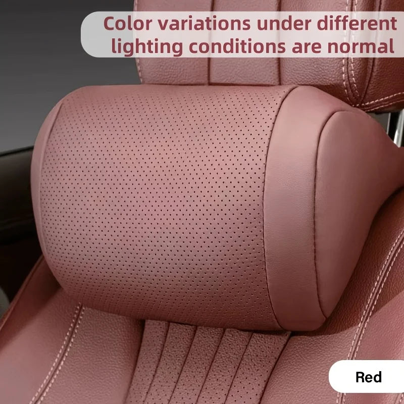 sk2026 New Luxury Nappa Car Headrest Ultra Soft Ergo-Designed Neck Support Hole-Punching Breathable All-Season Zero Pressure Fluffy Neck Support Easy Install Most Vehiclesa
