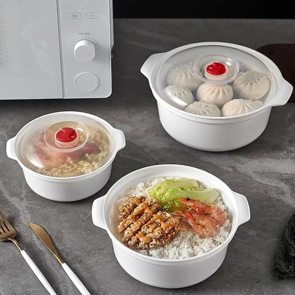Microwavable Heating Bowl Plastic Food Grade BPA Free Cookware Kitchen Supplies Suitable for Boys and Girls Dishwasher Safe