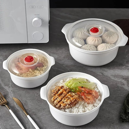 Microwavable Heating Bowl Plastic Food Grade BPA Free Cookware Kitchen Supplies Suitable for Boys and Girls Dishwasher Safe