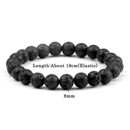 Men Energy Beaded Bracelet 8mm Natural Tiger Eye Stone Lava Rock Agates Stretch Bracelets Bangle Women Yoga Healing Jewelry Gift