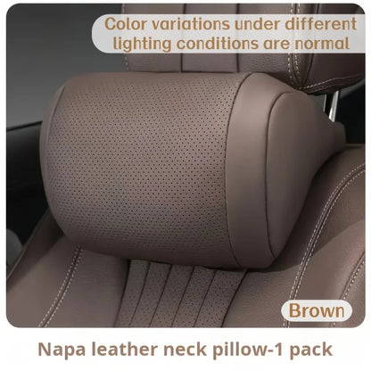 sk2026 New Luxury Nappa Car Headrest Ultra Soft Ergo-Designed Neck Support Hole-Punching Breathable All-Season Zero Pressure Fluffy Neck Support Easy Install Most Vehiclesa