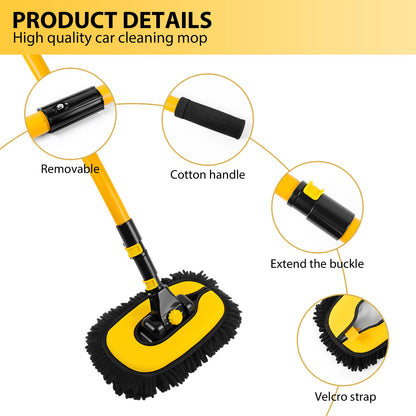 15° Arc Retractable Car Cleaning Brush, Portable Brush Set with Storage Bag for RV, Truck and Camper Cleaning