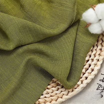 Solid Color Soft Cotton And Linen Fabric With Pleated Texture Breathable Fabric Sewn Shirt And Dress DIY Home Textile Fabric