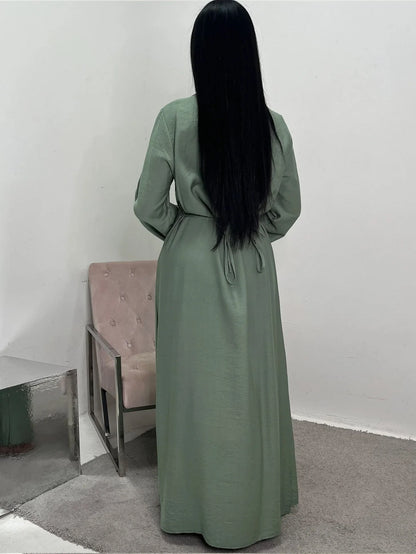 Eid Women Dress Muslim Solid Modest Abaya Dubai Vestidos Largos Long Dresses Kaftan Arab Robe Party Caftan Jalabiya Ramadan 2025