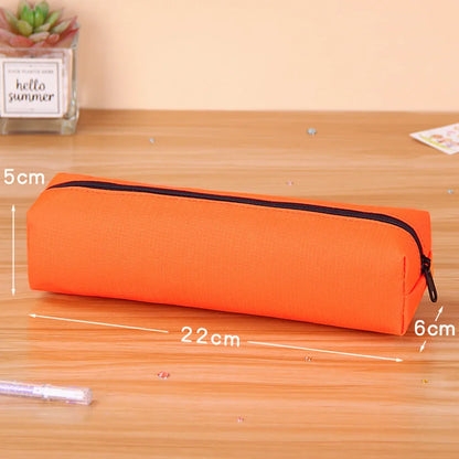 Solid Color Pencil Case Simple Pencil Bags For Student New Stationery School Supplies Kids Gift Zipper Big Cosmetic Bag