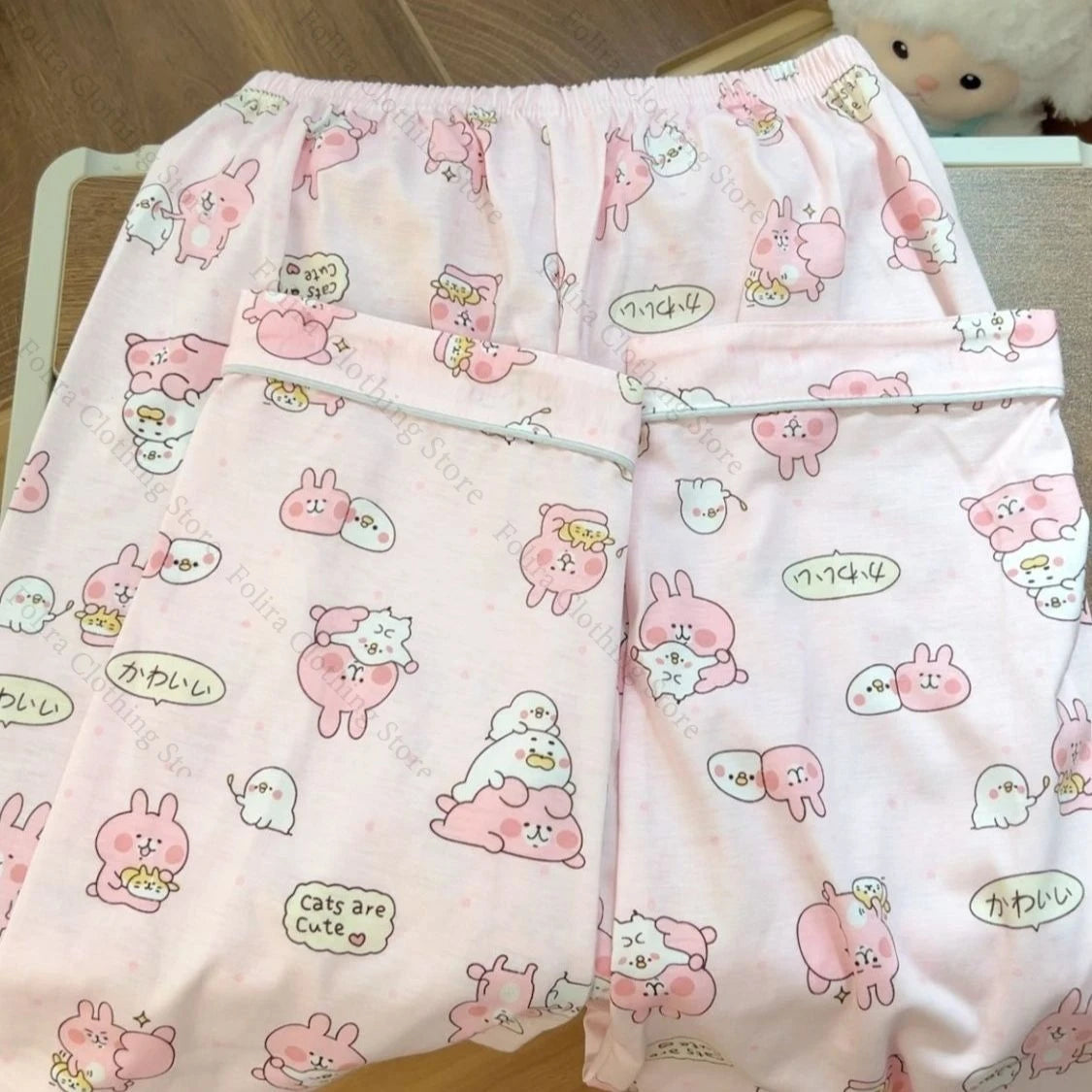 Kawaii Kanahei Print Cotton Women's Pajamas Sleepwear Summer Pajama Sets Women's Home Clothes Home Suit for Women