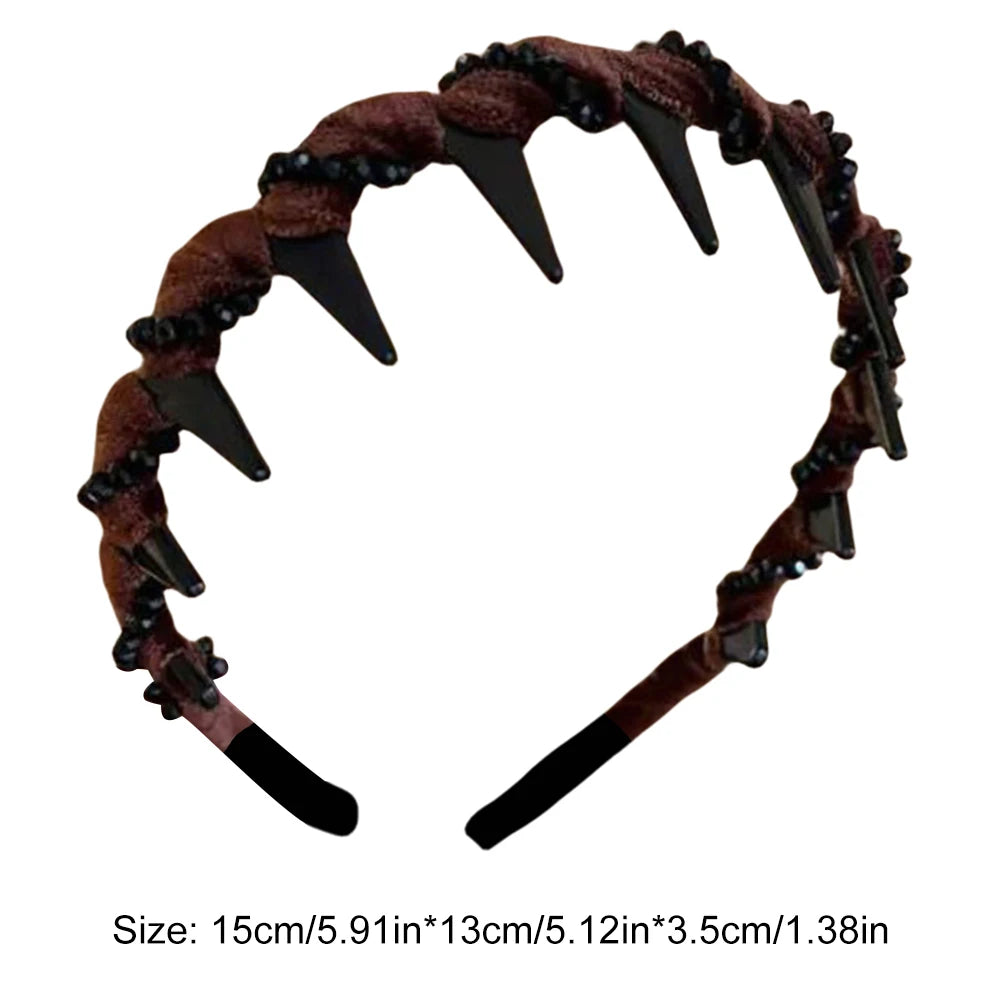 Vintage Velvet Pearl Wave Top Hairband Anti-Slip Toothed Hairband For Women Girls Fashion Sweet Hair Accessories Scrunchies Hoop