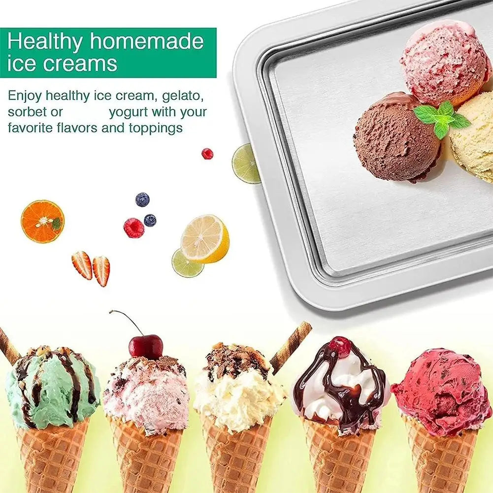 Multifunctional Rolled Ice Cream Maker Stainless Steel Stir Fried Ice Tray DIY Household Frozen Yogurt Maker Child's Homemade