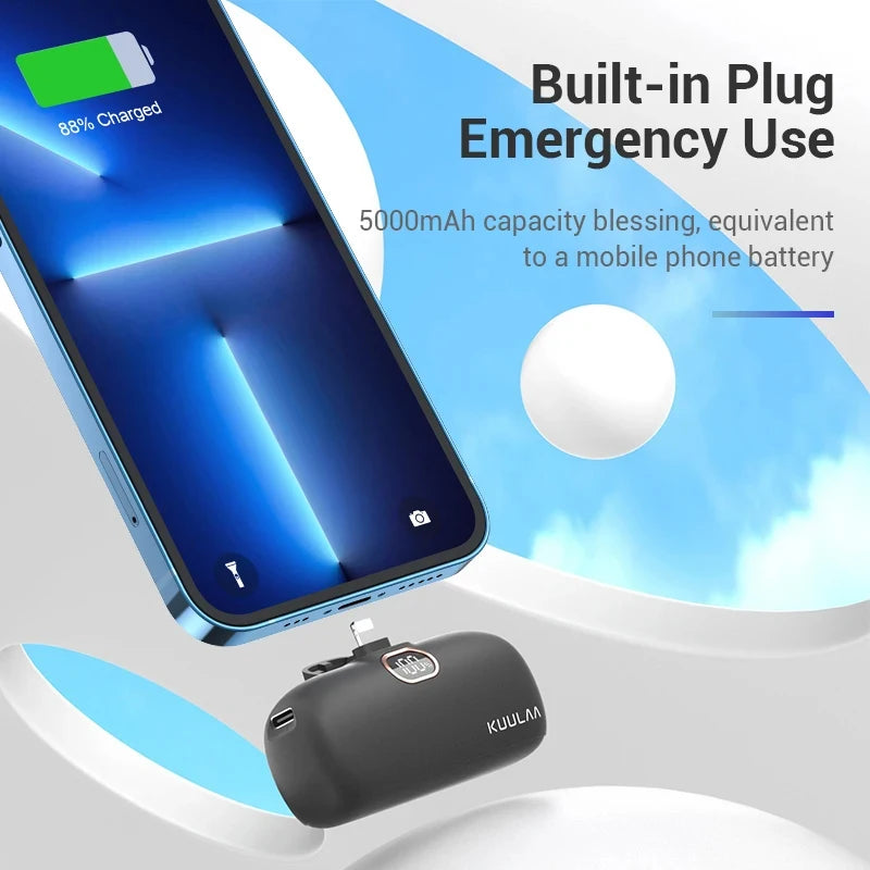 KUULAA Mini Power Bank 5000mAh Portable Charger PowerBank QC PD Fast Charging External Battery For iPhone 16 15 14 13 Xiaomi