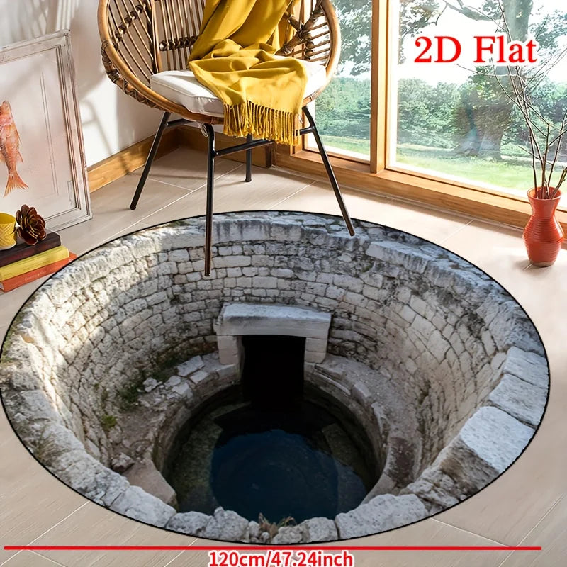 Soft Fluffy Round Area Rug Non Slip Machine Washable Entryway Living Room Bedroom Patio Garden Decor Indoor Outdoor Carpet