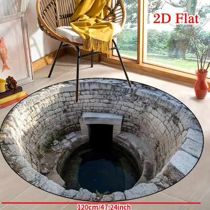 Soft Fluffy Round Area Rug Non Slip Machine Washable Entryway Living Room Bedroom Patio Garden Decor Indoor Outdoor Carpet